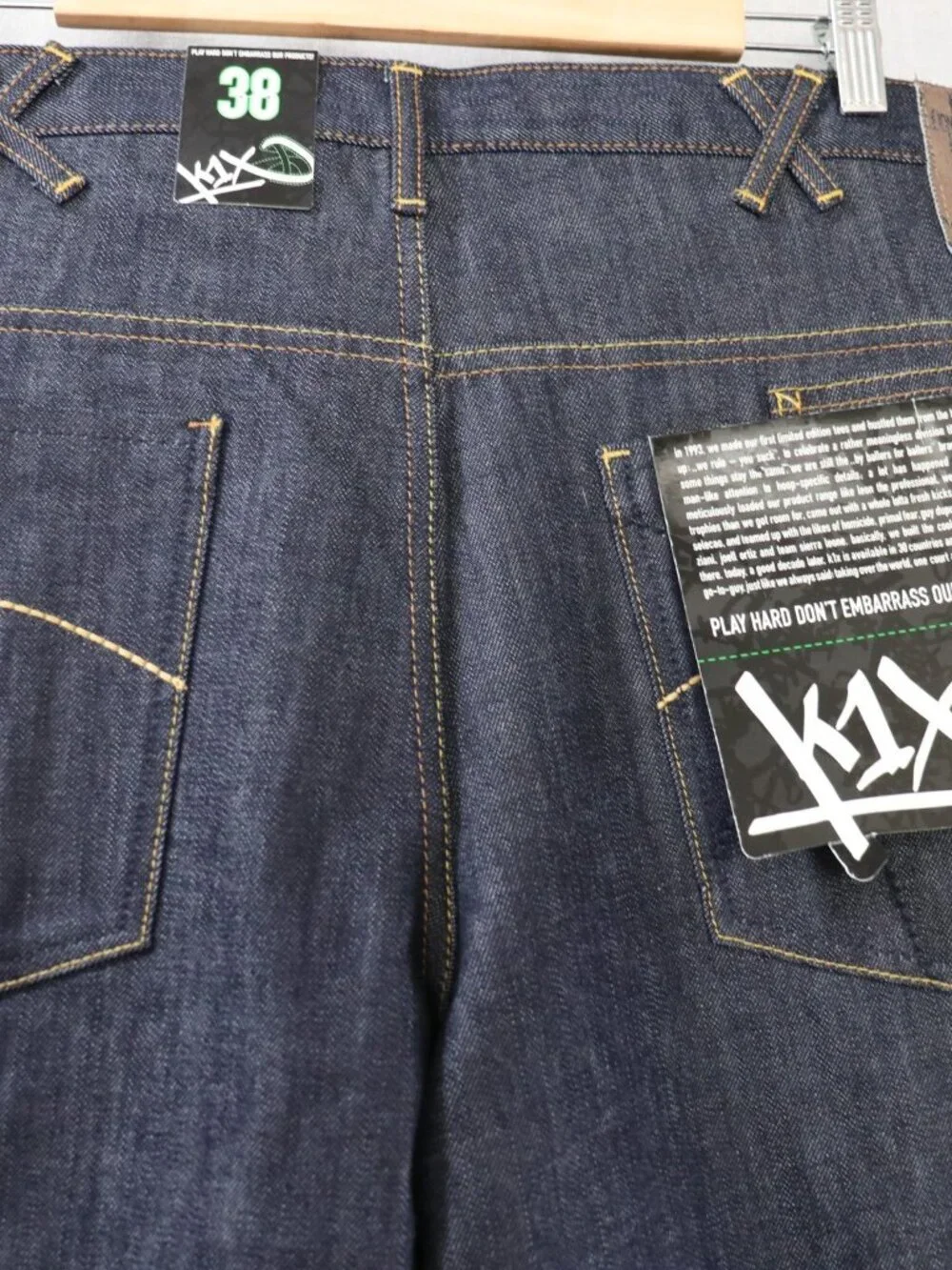 K1X Nation of Hoops Men’s Jeans *38 x 34 Dark Rinse Button Fly Streetwear NWT